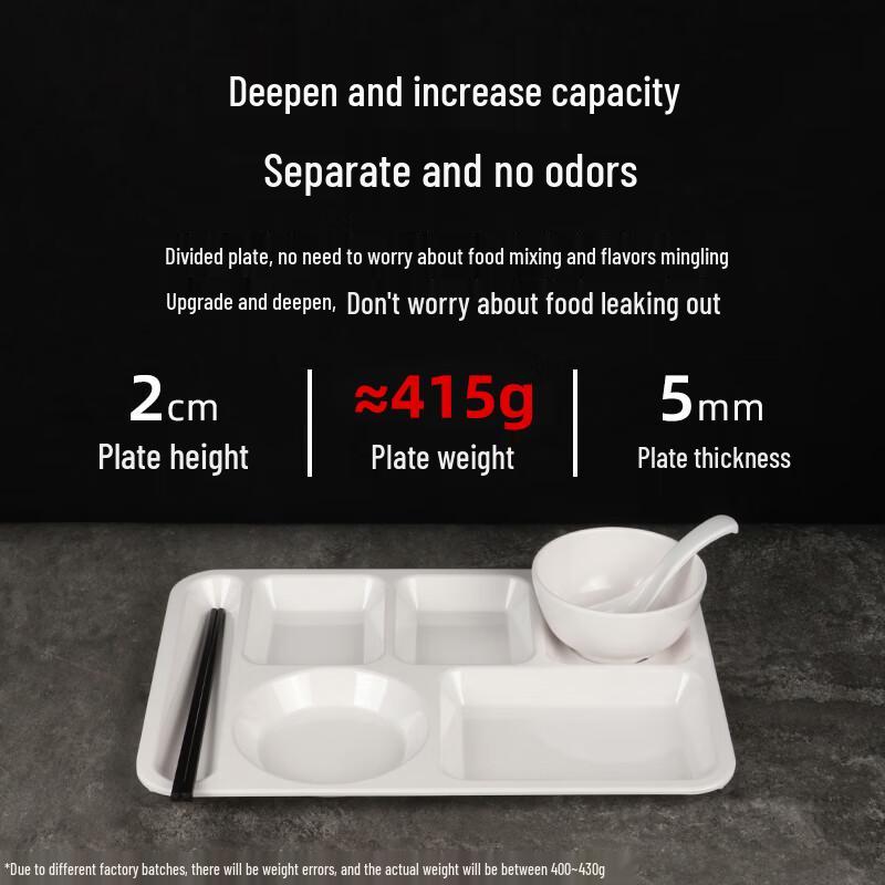 Rectangular 6-Compartment Melamine Cafeteria Tray
