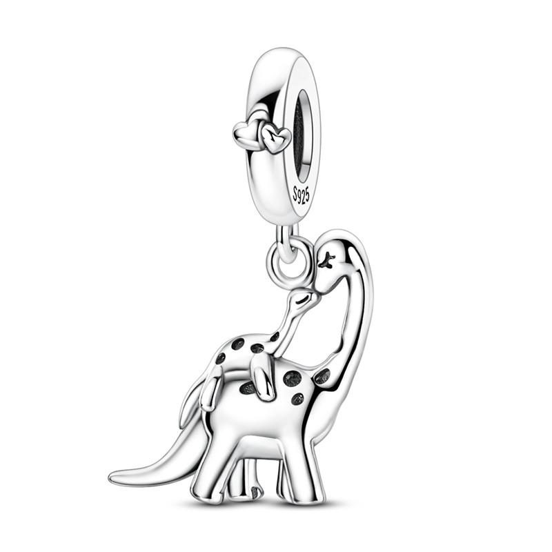 925 Silver Charm Bead Mother's Day Love Heart Family Charms Beads Pendants Fit Bracelet Women Jewelry Gifts