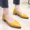 2024 High Quality Shoes Female One Kick Women's Pumps Spring Autumn Pointed Toe Simple Solid Block Heel Shallow Profession Shoes