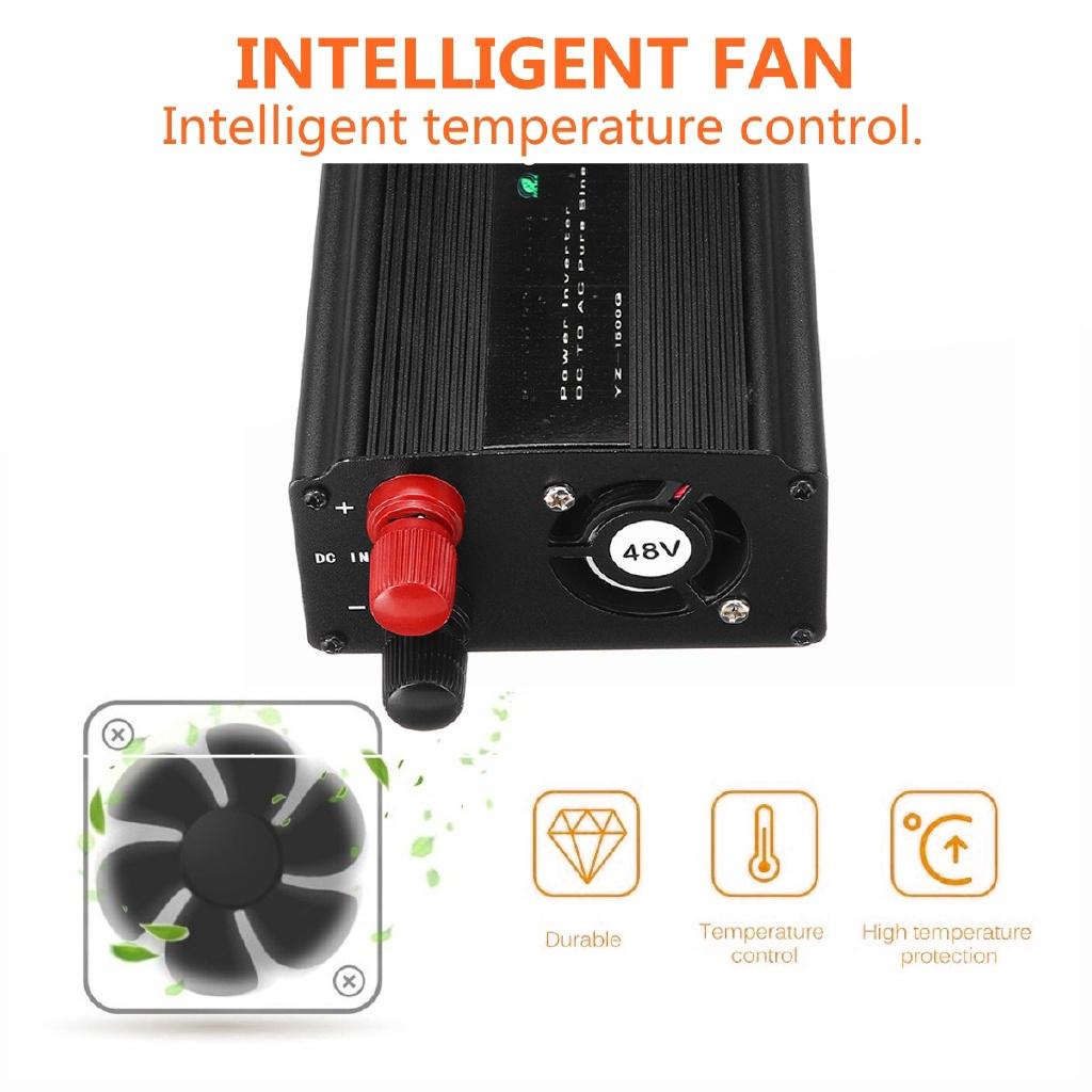 Инвертор чистой синусоиды 1500 Вт 50 Гц DC12V/24V/48V в AC220V Преобразователь мощности Бустер для автомобильного инвертора
