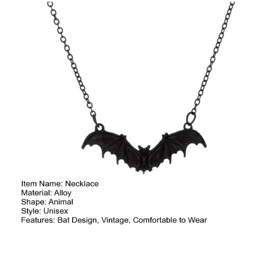 Ожерелье Готическое винтажное колье с подвеской в ​​виде летучей мыши, ожерелье на Хэллоуин, ювелирные изделия ведьмы, уникальный стильный подарок
