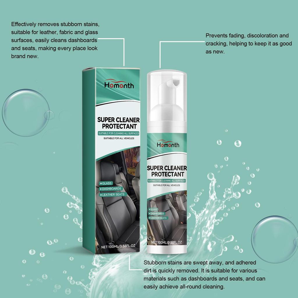 Homonth Multi-Purpose Car Seat Cleaner Deeply Removes Stains and Prevents Fading, Discoloration and Cracking On a Variety of Surfaces.