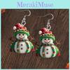Christmas Themed Snowman Pattern Women Acrylic Earrings For Holiday Gift