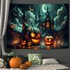 1pc Halloween Decorative Tapestry Halloween Pumpkin Lantern Castle Hanging Cloth Home Room Decorative Background Cloth