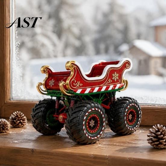 Holiday Atmosphere Ornaments for Shops Retro Christmas Sleigh Truck Ornament, Decorative Vehicle Figurine, Resin Vintage Handcrafted Table Decor