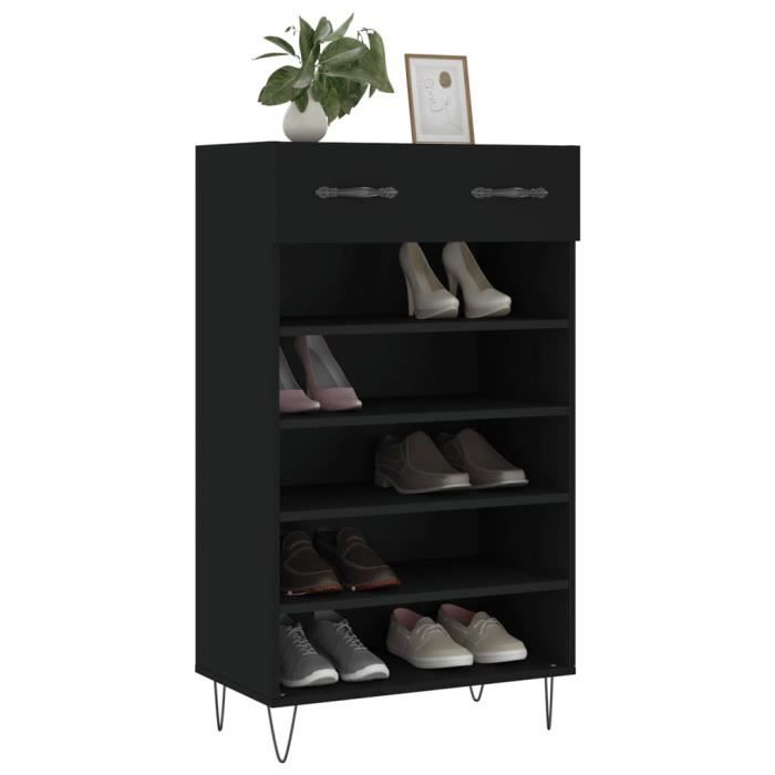 VidaXL Shoe Cabinet Black 60x35x105 Cm Engineered Wood 829605