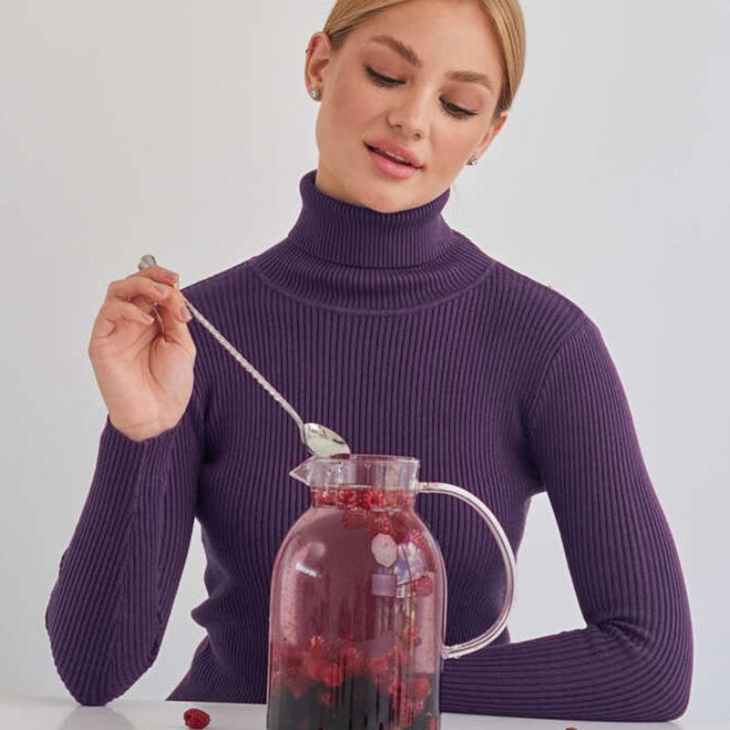 Женский осенне-зимний однотонный тонкий вязаный свитер с высоким воротом и длинными рукавами