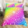 Glitter Star Rainbow Print King Queen Duvet Cover Ombre Colorful Bedding Set for Boys Girls Kid Pastel Polyester Comforter Cover