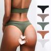 Low Waisted T-pants Briefs High Slit Pure Cotton Ribbed Sexy Underwear Breathable Women's Fitness Sports Thong Panties