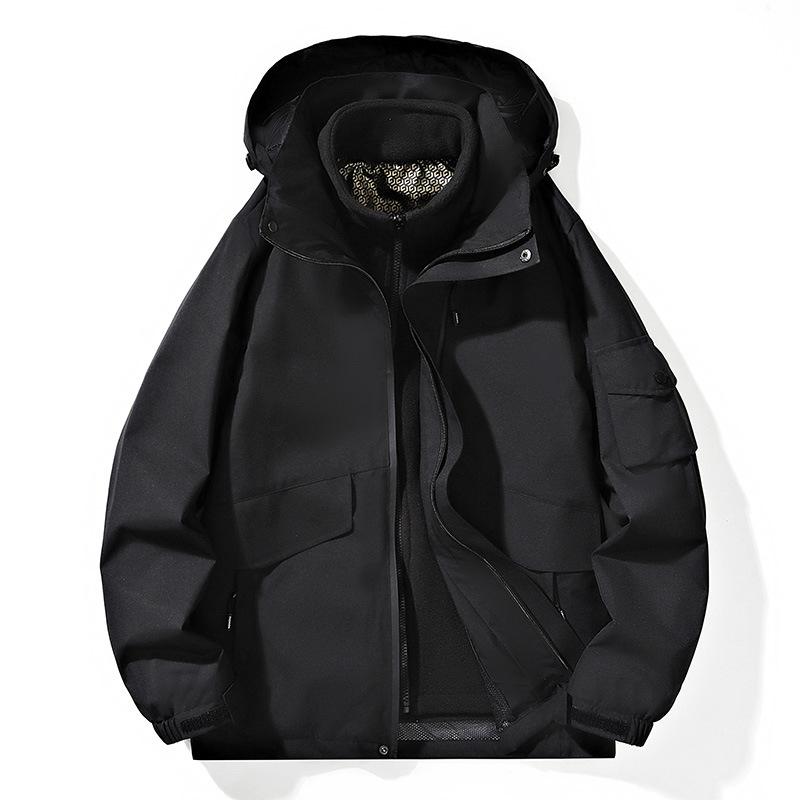 Outdoor Men's Autumn and Winter New Style Windproof and Waterproof Couple's Versatile Mountaineering Clothing Work Jacket Men's Solid Color Jacket