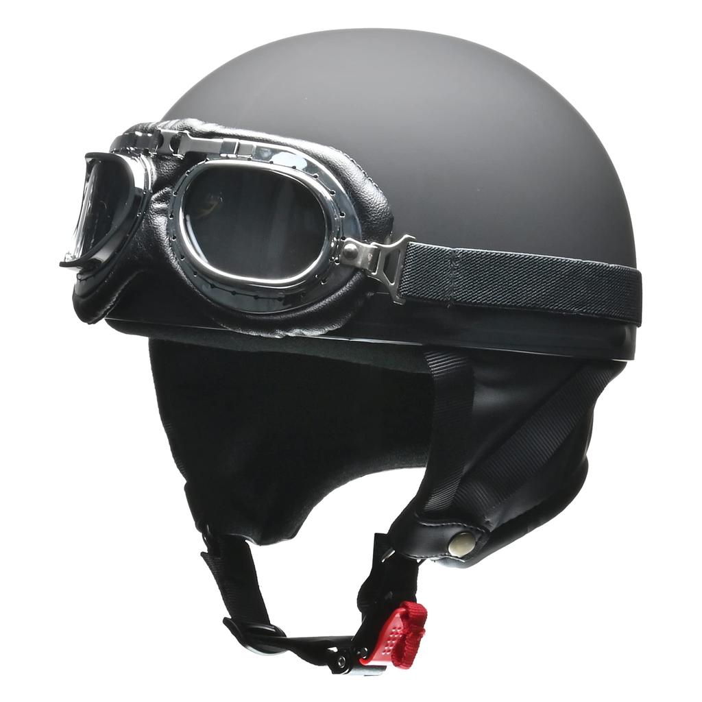 LEAD Motorcycle Helmet Half CROSS Vintage Matte Black LL CR-751 -
