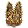 Return Gift Radha Krishna Idol Showpiece Statue with Peacock Design Diya for Puja and Home Decor (8 X 6 Inches), Metal, Gold (1)