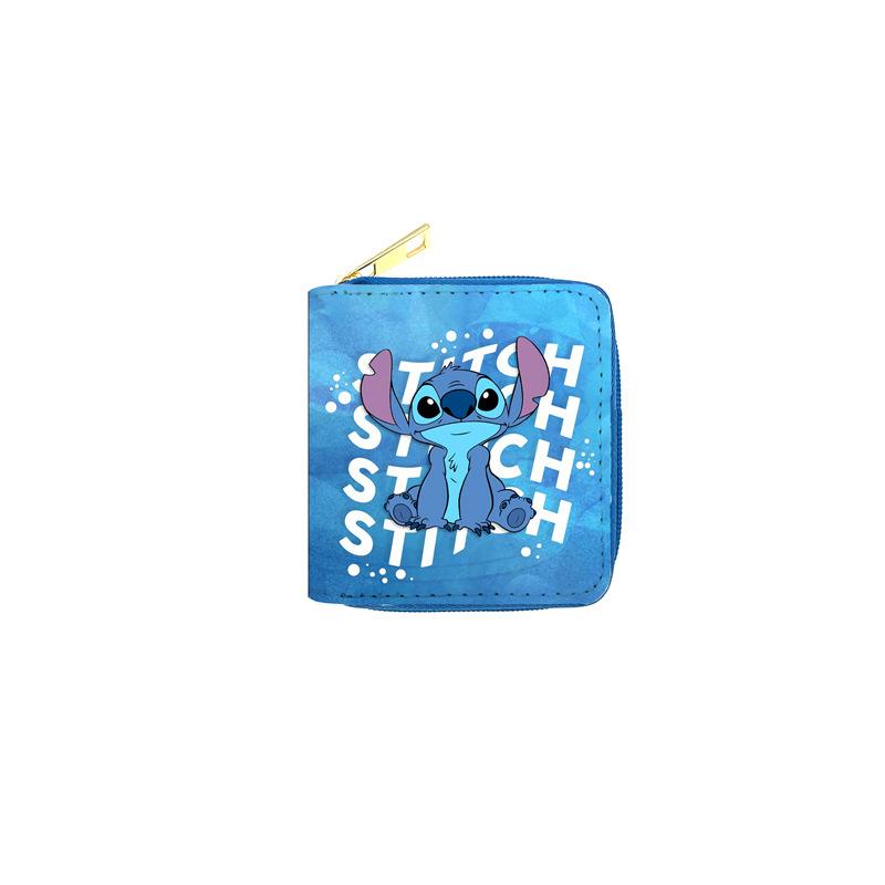 Stitch PU Leather Short Zip Wallet for Women Girls Cute Cartoon Coin Purse Card Holder ID Case 6pcs