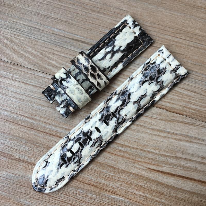 Модный кожаный ремешок для часов ручной работы 22 мм 24 мм, зеленый, белый, черный, синий, из змеиной кожи для PAM Zenith Amry, военный ремешок для часов, браслет