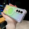 Роскошный лазерный прозрачный жесткий чехол для Samsung Galaxy Z Fold 6 5 4 3 Z Fold4 Чехол Magsafe, ударопрочный, с беспроводной зарядкой, магнитный чехол