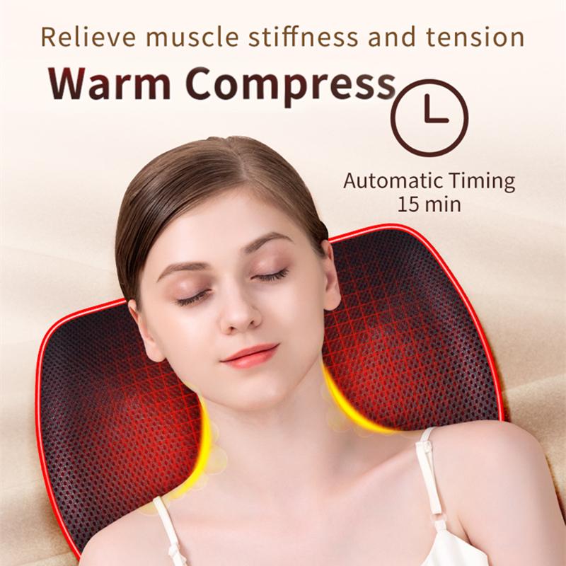 JINKAIRUI Массажер для шеи и шеи с разминанием шиацу, вибрационная подушка для массажа спины, массаж всего тела для использования дома и в машине