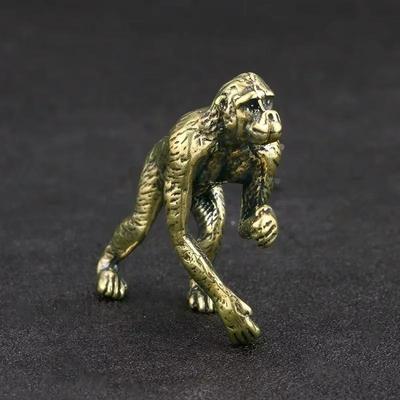 Латунная миниатюрная статуэтка гориллы, офисный стол, чайная церемония, животное, чайный питомец, поделки, фигурки, двенадцать знаков зодиака, обезьяна, забавный декор