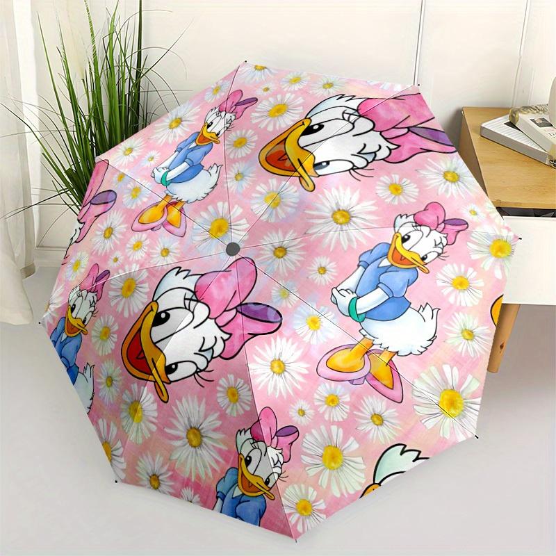 1pc Daisy Duck Design Automatic Opening/Closing Folding Umbrella with 8 Iron Ribs, Portable Sunshade for Men and Women yy250731115