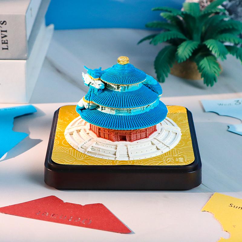 Desk Calendar 2026 Custom 3D Memo Pad Landmark Building Block Paper Art Notepad Football Sticky Note Stationery Birthday Gift