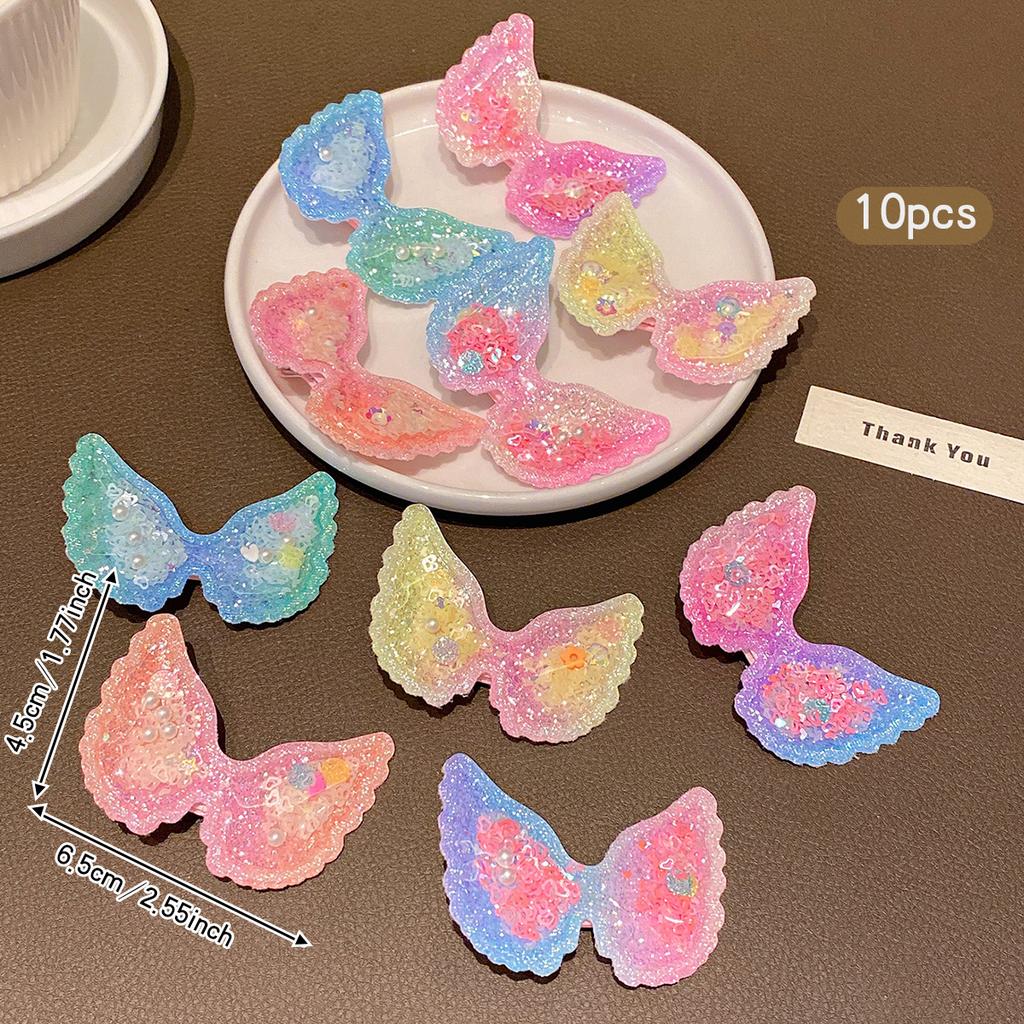10 colorful random angel wing hair clips with sweet and fashionable style suitable for daily use as hair accessories