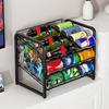 Can Storage Rack Automatic Rolling 2 Tiers Large Capacity Beer Soda Holder Fridge Can Organizer Refrigerator Can Dispenser