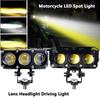 Motorcycle LED Spot Light Dual Color Hi/Low Beam Fog Lamps for Car Trucks SUV UTV 12V 24VMini Lens Headlight Driving Light