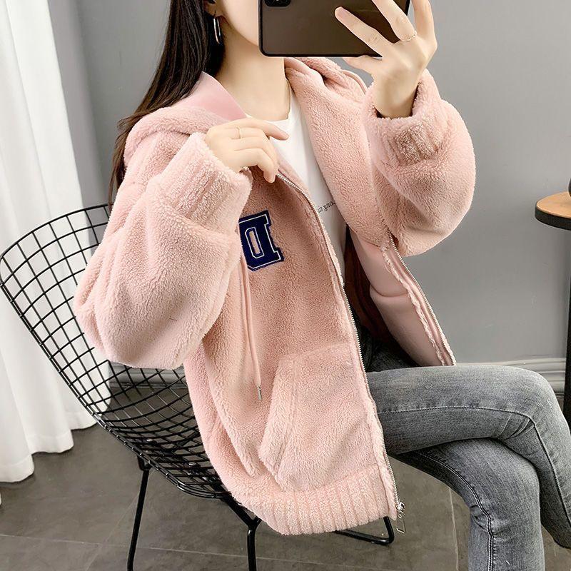 Пальто для женщин Зимняя хлопковая куртка с капюшоном Однотонное Утепленное Меховой бархат Свободное Повседневное Пальто Топ