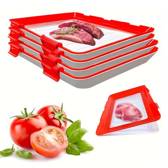 Лоток для хранения продуктов питания, многоразовые штабелируемые контейнеры для хранения продуктов, герметичные лотки для хранения фруктов в холодильнике