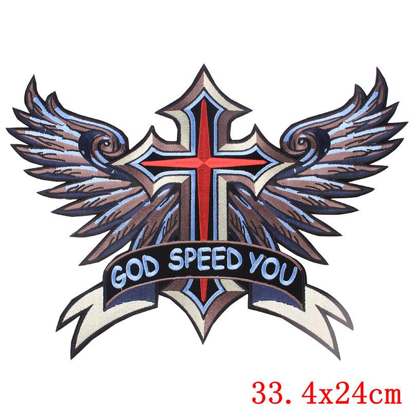 Patch Locomotive Large Embroidery Back Iron On Patches For Clothing Punk Skull Embroidered Patches On Clothes For Jacket Ironing