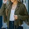 Women's Fashion Slim Fit Tassel Solid Color Lapel Short Jacket