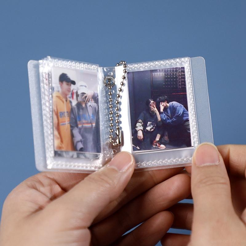 2/3 Inch Photo Album for Mini Photo Sticker ID Photo Storage Interstitial Pocket Keyring Lover Memory Kpop Card Collect Book