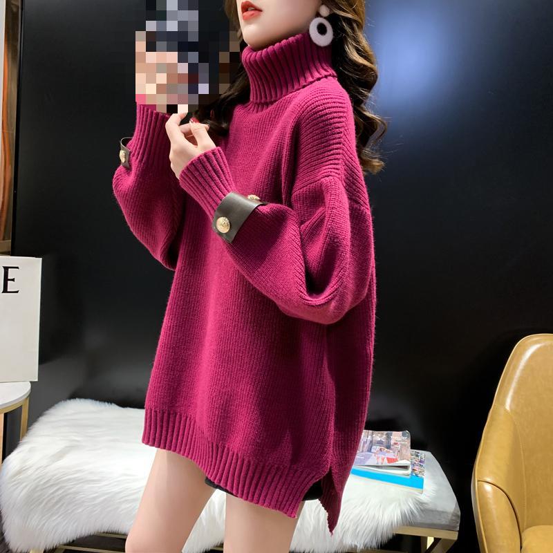 Autumn Pullovers Turtleneck Sweaters for Women Fashion Winter Long Sleeve Loose Knitted Sweater Woman Vintage Solid Soft Warm Knitwear Jumpers 25405