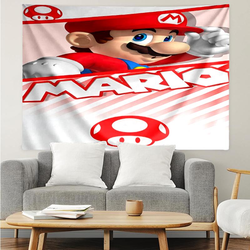 Mario Print Tapestry, Backdrop, Easy Setup, Ideal for Bedroom, Office & Living Room, with Aesthetic Wall Hanging Decor.