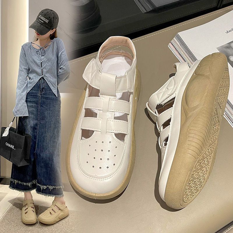 Модные повседневные спортивные сандалии на платформе, женские сандалии с сумкой на щиколотке, универсальные туфли с отверстиями, летние новые римские туфли 2025 года