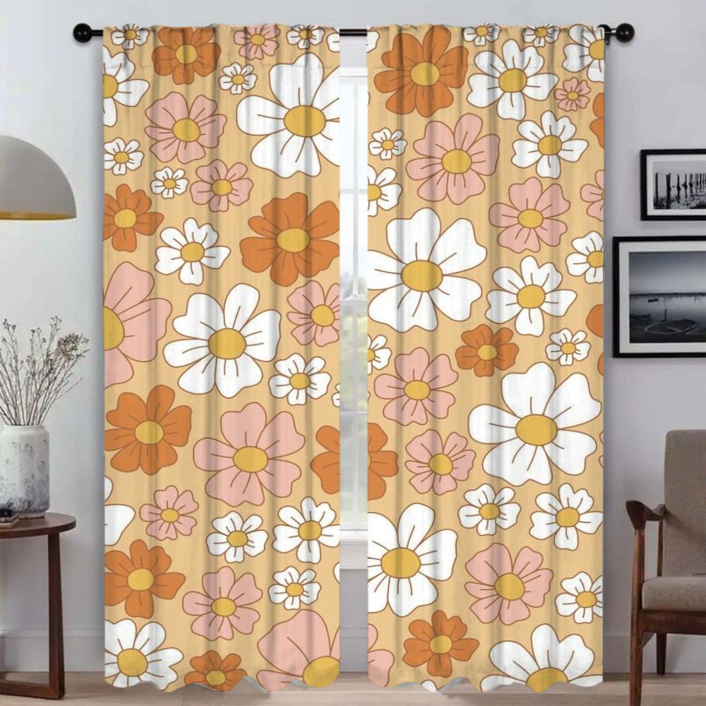 Window Curtain for Room 2 Panel Fruit Home Interior Curtains Shades Partition Halloween Decoration Tulle for Bedroom Living