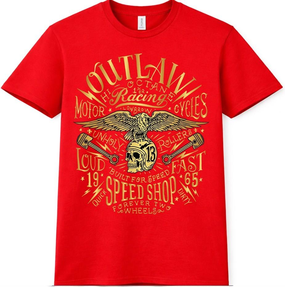 Biker Racing TShirt Vintage Speed Shop Skull Motorcycle Graphic Tee