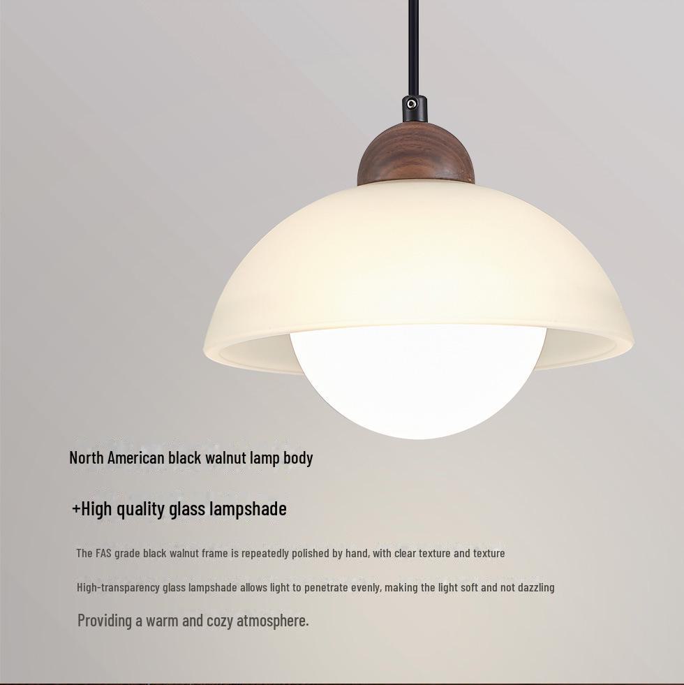 Simple Modern High-End North American Black Walnut Dining Chandelier for Living Room and Bar