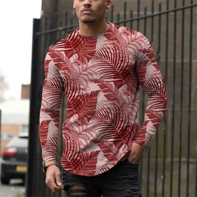 Мужская футболка с длинным рукавом на весну и осень, мужская свободная толстовка с круглым вырезом, 3D-принт, топ с длинным рукавом