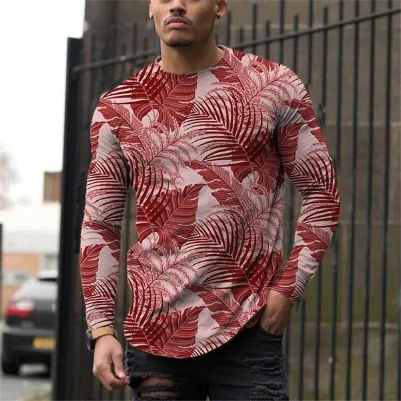 Мужская футболка с длинным рукавом на весну и осень, мужская свободная толстовка с круглым вырезом, 3D-принт, топ с длинным рукавом