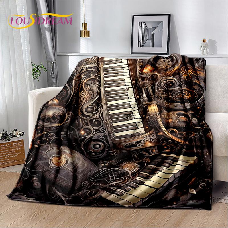 3D Dream Piano Key Music Instrument Cartoon Blanket,Soft Throw Blanket for Home Bedroom Bed Sofa Picnic Office Travel Cover Kids