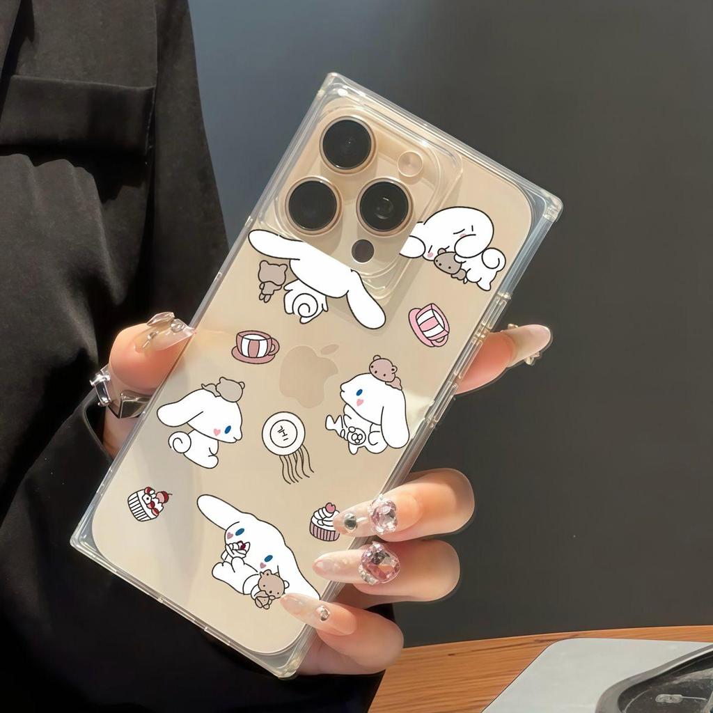 Прозрачный квадратный чехол-накладка для iPhone 14 Pro Max 12 15 Plus 13 16 ProMax 11, защита от окисления, с рисунком собаки с большими ушами