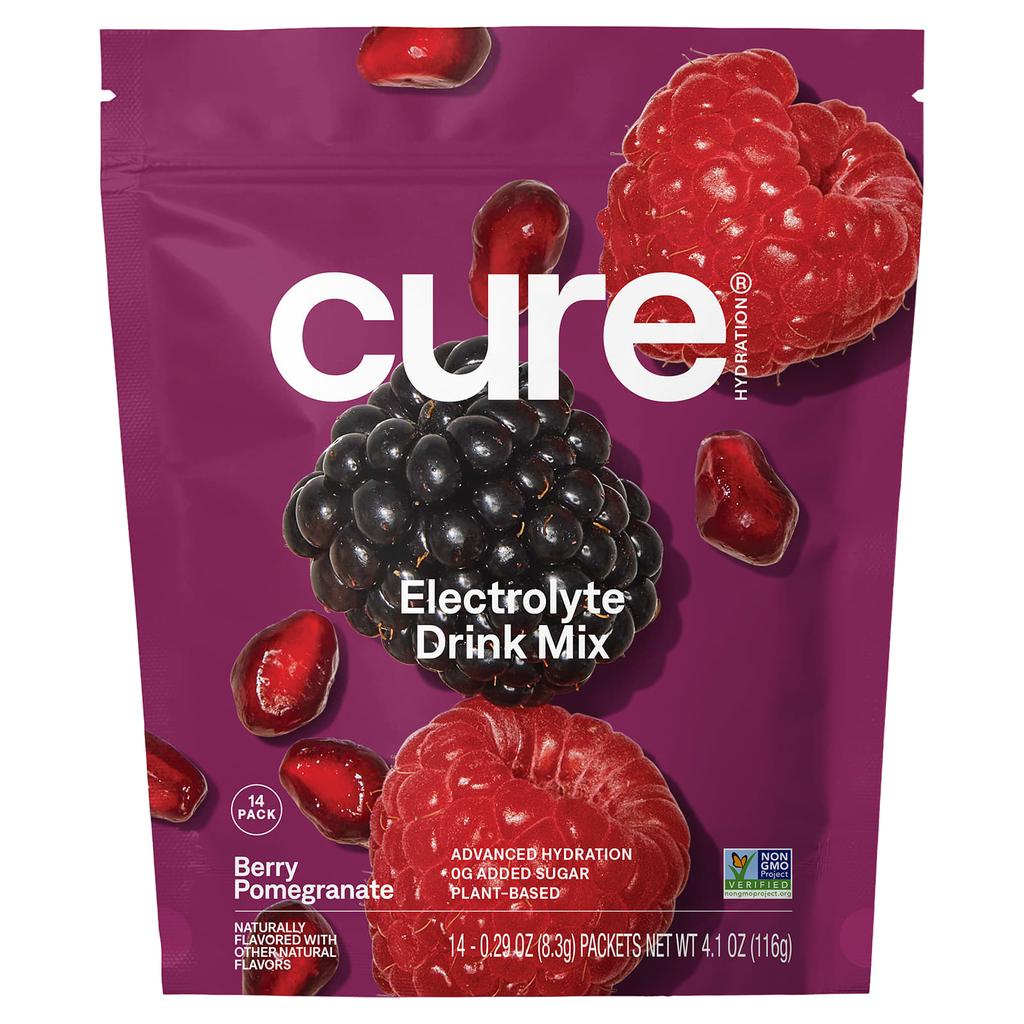 Cure Hydration Electrolyte Mix for Balance, Wild Thing Berry Pomegranate, 14 Individual Packs, 0.29 Oz (8.3 G) Each