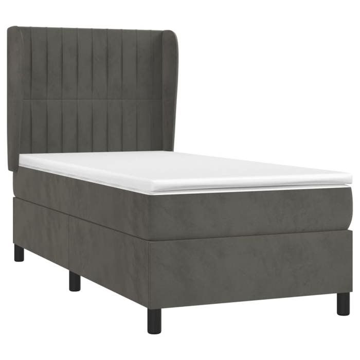 Sommier à lattes et matelas - Maison Exclusive - Velours gris foncé - 90x200 cm - Relaxation maximale