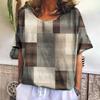 Plus Size Summer Plaid T Shirt for Women O Neck Casual Sweatshirt New Tees Harajuku Clothing Loose Short Sleeve Blouse Female Fashion Tops