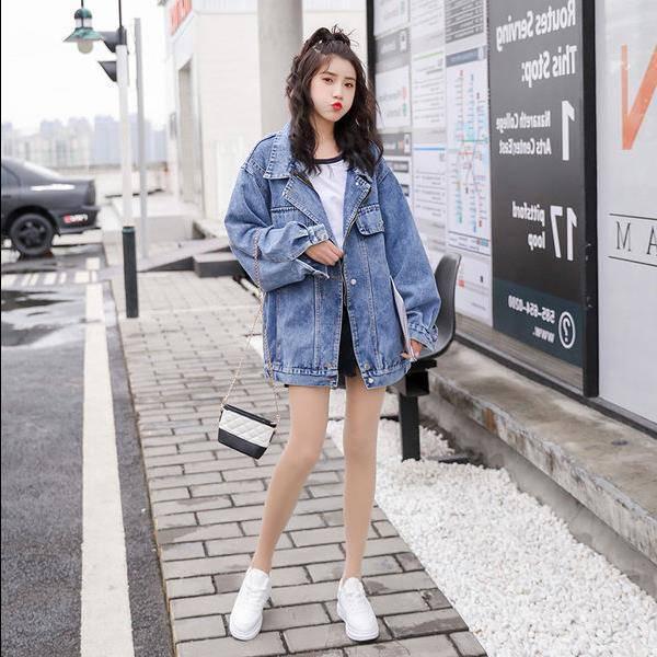 Джинсовая куртка женское джинсовое пальто бойфренда уличная одежда Harajuku винтажное осеннее базовое пальто верхняя одежда