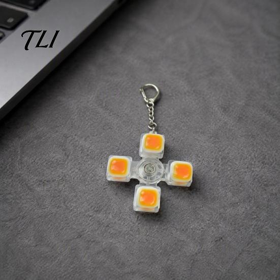 Quiet Fidget Tools 4-Keys Keyboard Toy, LED Light-up Spinner with Keychain, Stress Relief Push Button Finger Clicker Pendant Relaxing