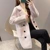 Women Plaid Long Mohair Cardigan Coat Autumn Mink Fur Knitting Jacket
