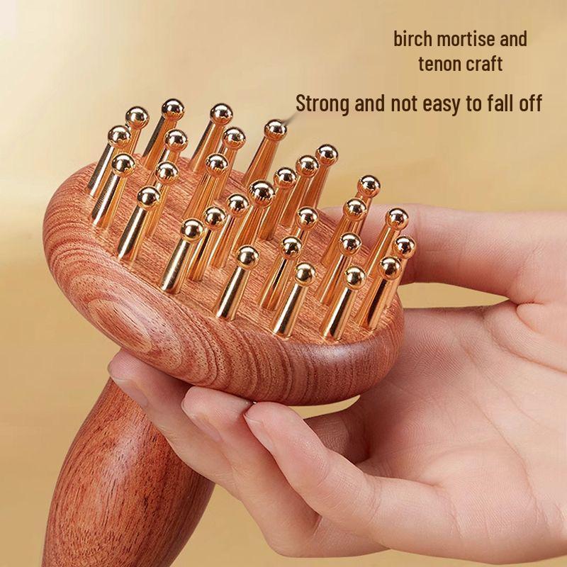 Массажная щетка из грушевого дерева для меридианов: Дренаж меридианов всего тела, сжигание жира, скребок для живота из чистой латуни.