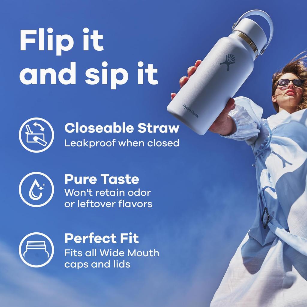 Stainless Steel Bottle Wide Mouth Flex Straw Wide Mouth Flex Straw 32oz 946ml Leaf Thermal Insulated Water Bottle Japanese (Authentic Product)