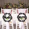 1 Set Wedding Chair Signs European Style Rustic Wooden Hollow Out Reusable Decorative DIY Bride Groom Chair Back Hanging Signs Party Supplies